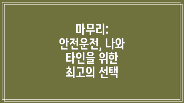 마무리: 안전운전, 나와 타인을 위한 최고의 선택