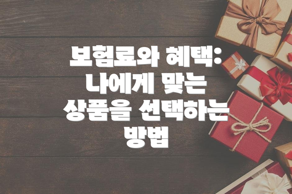 보험료와 혜택: 나에게 맞는 상품을 선택하는 방법