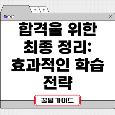 합격을 위한 최종 정리: 효과적인 학습 전략