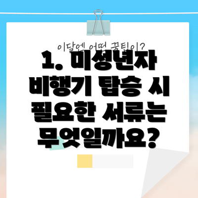 1. 미성년자 비행기 탑승 시 필요한 서류는 무엇일까요?