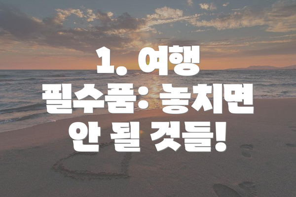 1. 여행 필수품: 놓치면 안 될 것들!