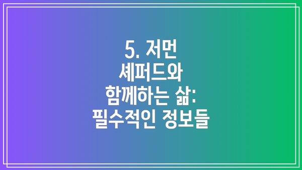 5. 저먼 셰퍼드와 함께하는 삶: 필수적인 정보들