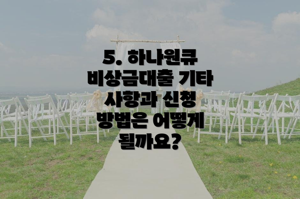 5. 하나원큐 비상금대출 기타 사항과 신청 방법은 어떻게 될까요?