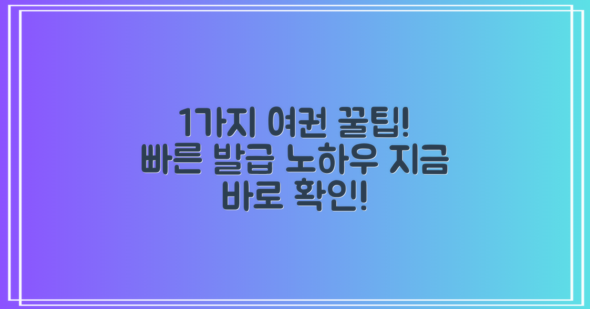 1가지 여권 발급 팁